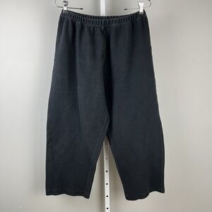 AHNI Solid Black Knit Pants Size 2 Womens Large 100%‎ Cotton Pull On Lagenlook
